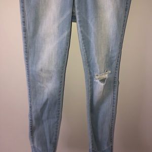 light-wash high-waisted jeans